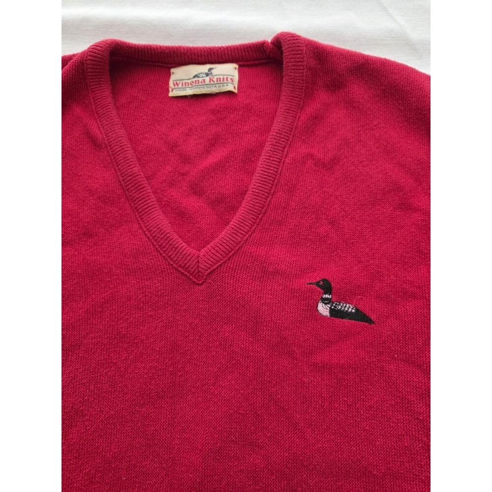 Vtg Winona Knits Wool Pullover Cozy Sweater Vest Size Large Loon Duck USA